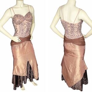 BICICI Satin Beaded Dress Formal Gown Sz M